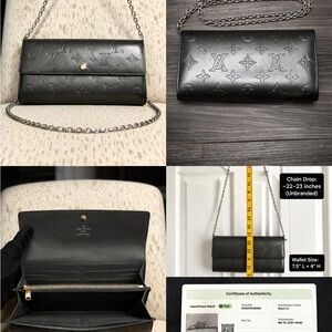 Louis Vuitton Sarah Wallet Grey Matte Vernis Monogram w/ Unbranded Chain Auth